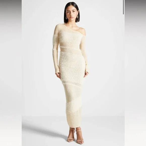 cream ribbed bodycon dress Monte Carlo Tie Dress
